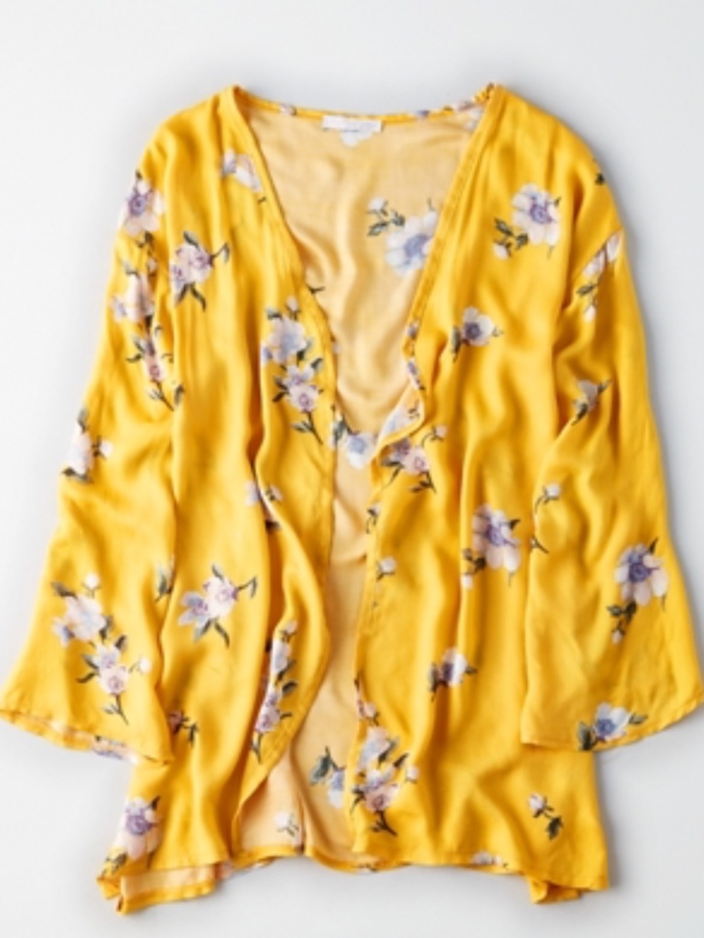 NWOT Yellow Floral Open Kimono/Cardigan